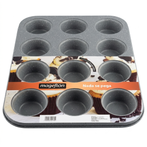 MOLDE PARA 12 MINI CUPCAKES ANTIADHERENTE GRIS MAGEFLON