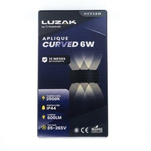 APLIQUE CURVED 6W 3500K NEGRO LUZAK
