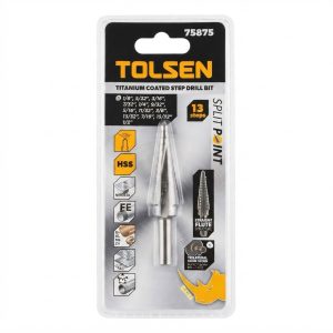 BROCA ESCALONADA CON RECUBRIMIENTO DE TITANIUM 1/8 PULG-1/2PULG X13PASOS 75875 TOLSE
