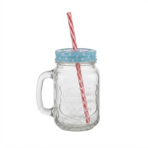 JUEGO DE 2 VASOS DE VIDRIO 530ML Y PITILLO